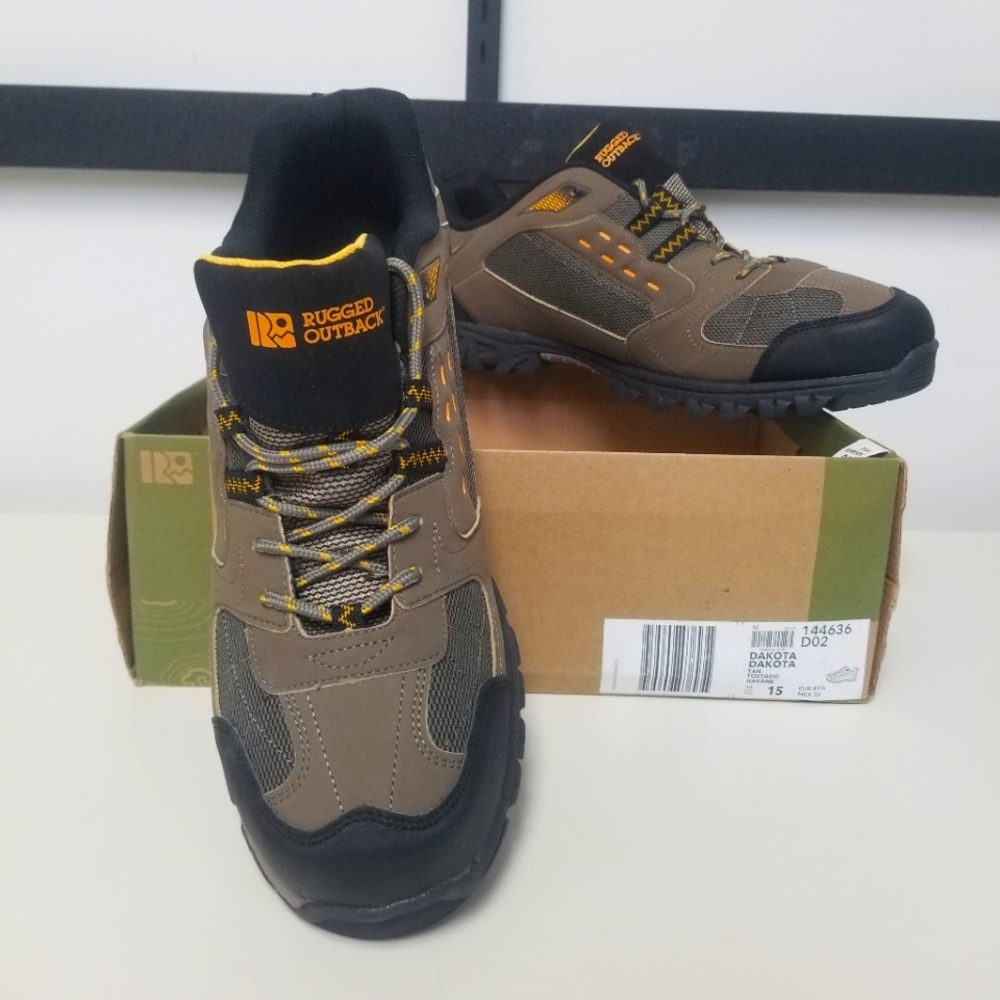 NEW Rugged Outback Mens Dakota Brown Lace up Hiking Boots sz 15
